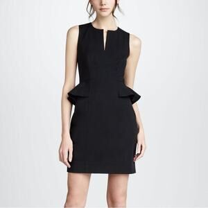 Rebecca Taylor Peplum Waist Navy Cotton Tencel Sleeveless Dress